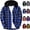 Blue, variant on Men's Hooded Flannel Shacket Casual Plaid Button Down Shirt Jacket Long Sleeve with Drawstring Hood & Sleeve Zipper Pocket for Outdoor Hiking, Red, M