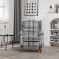 thumbnail image 7 of Modern Accent Chair with Retro Wood Legs, Comfy Upholstered Armchair ,Tantan Check Design Single Sofa Chair for Living Room Bedroom Office -- Grey, 7 of 7