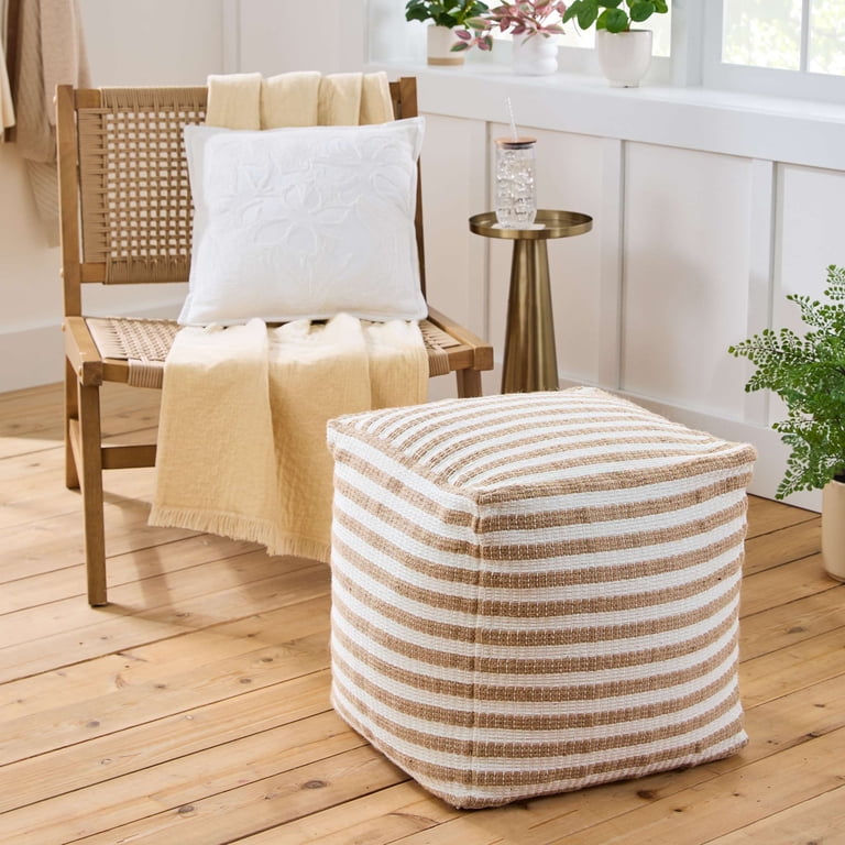 Better Homes & Gardens 16 in x 16 in x 16 in Natural Jute Striped