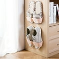thumbnail image 3 of 2 Pcs Durable Multi-color Wall-mounted Shoe Rack Storage Box For Easy Perforation-free Three-dimensional Shoe Rack Hanger Wave Edge, Pink, 3 of 4