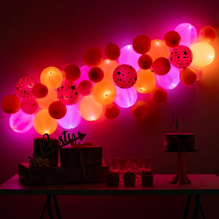 20 LED Light Up Balloons Mixed Colors Flashing Lasts 24 Hours Glow