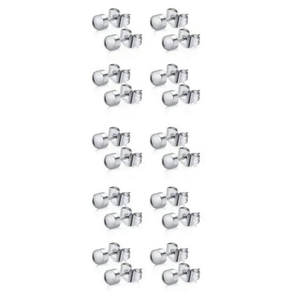 K-KED 10 Pairs Simple Stainless Steel Stud Earrings, Cartilage Tragus Helix Earring-NO crystal