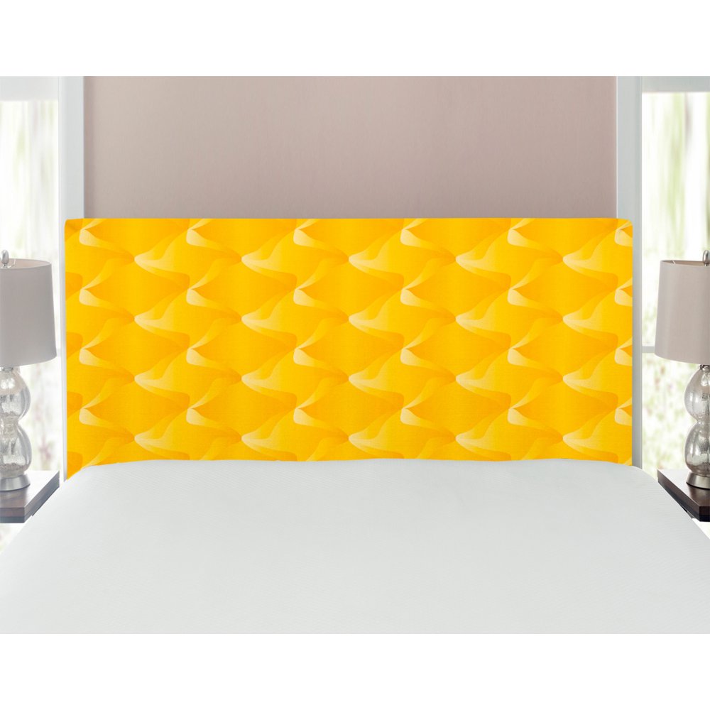 Yellow Headboard, Abstract Design Shaded Curving Lines and Swirling