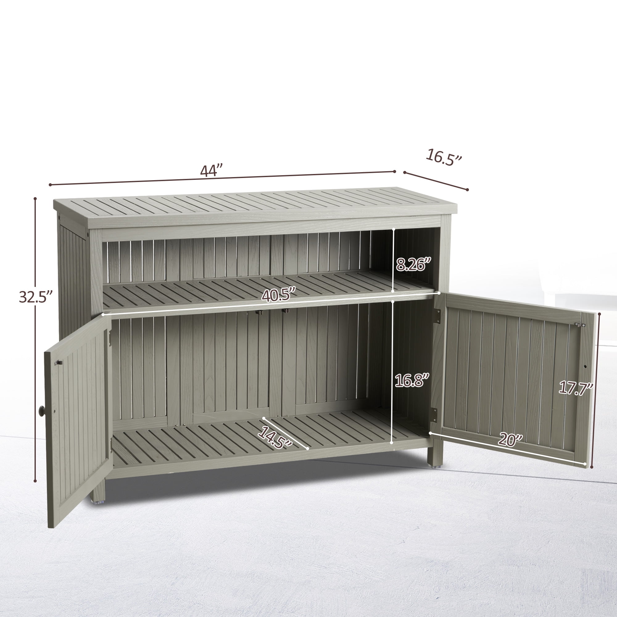 Outdoor Console Sideboards Buffet Cabinet, Solid Wood Storage Cabinet TV Stand,Furniture for Patio Entryway Deck(Grayish Green)