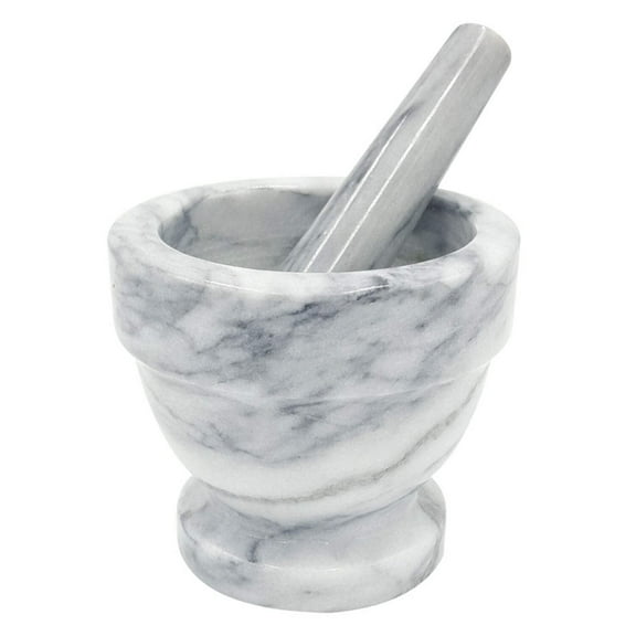 Mortar and Pestle White Marble, 4.75 X 4.25 Inch
