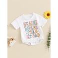 thumbnail image 2 of Suealasg Newborn Infant Boy Girl Summer Rompers Short Sleeve Letter Floral Print Bodysuits 3 6 12 18 Months Baby Boy Clothes, 2 of 6