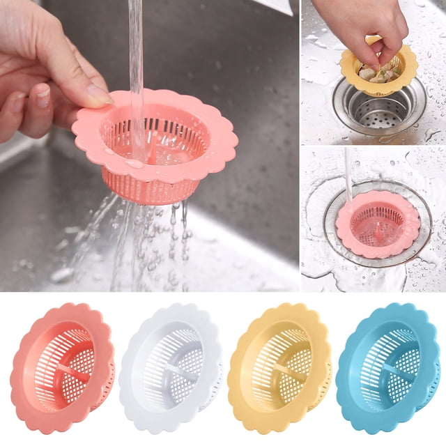 Fiudx Desagüe de Fregadero con Forma de Flor, Diseño Antiobstrucción, Flujo de Agua Eficiente, Fácil de Limpiar, Apto para Cocina y Baño, Plástico Duradero, Tamaño Compacto, Evita Olores, 1 Cesta.