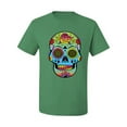 thumbnail image 2 of Wild Bobby, Colorful Floral Sugar Skull Streetwear Men's Graphic T-Shirt, Kelly, 2XL, 2 of 3