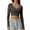 Grey, variant on DuoJiaJ Women's V Neck Long Sleeve Slim Fitted Crop Tops Soft Layering Basic Shirt Black L