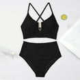 thumbnail image 3 of Color Block Bikini Sets for Women Black One Piece Swimsuits Womens Bathing Suits High Waist 2 Piece Swimsuits Bathing Suit, 3 of 5