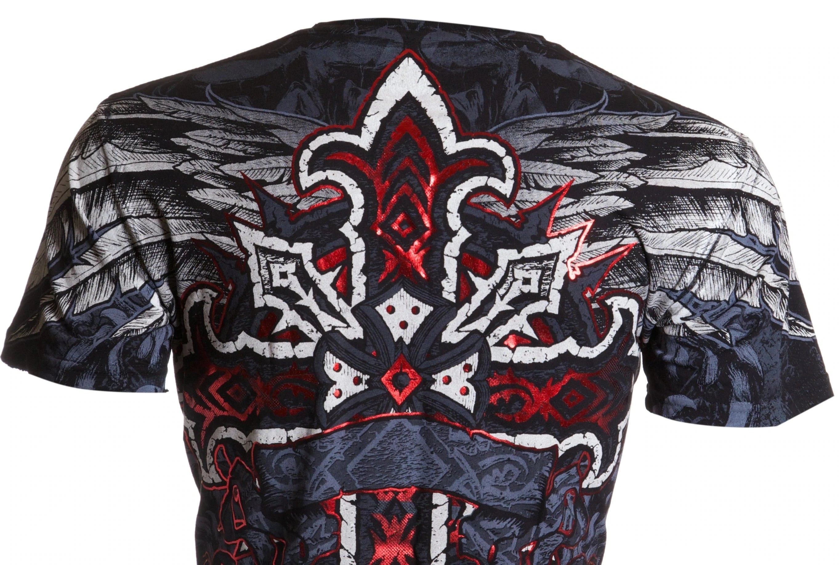 Affliction Men's Pestilence T-Shirt – Biker Tattoo Skull Design, Orange, Sizes S-5XL