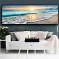 thumbnail image 4 of 19.7*59 inch Beach Wall Art for Living Room - Ocean Pictures Sunset Canvas Pictures Wall Decor,Blue Sky and Coastal Scenery Seascape Paintings for Bedroom Bathroom Office Home, 4 of 6