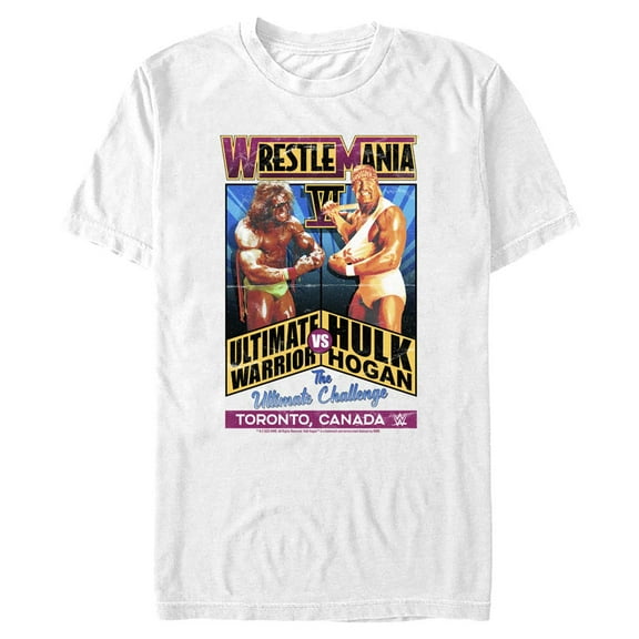 Men's Mad Engine White The Ultimate Warrior & Hulk Hogan WrestleMania VI The Ultimate Challenge T-Shirt