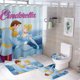 thumbnail image 1 of Juego de 4 cortinas de ducha de Cenicienta con alfombras antideslizantes, tapa de inodoro y alfombrilla de baño, cortina de ducha impermeable con decoración de dibujos animados para baño con 12, 1 of 8