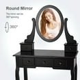 thumbnail image 2 of Costway Vanity Table Set Makeup Table Cushioned Stool Mirror 5 Drawers Black, 2 of 10