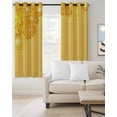 thumbnail image 2 of Yellow Golden Floral Blackout Curtains for Bedroom/Living Room, Thermal Insulated Kitchen Curtains, Spring Summer Shiny Flowers Grommet Darkening Window Treatment Drapes 52"x72"x2, 2 of 8