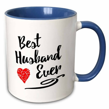 3dRose Best Husband Ever Design with Swirly Heart - Two Tone Blue Mug, (To The Best Husband Ever)