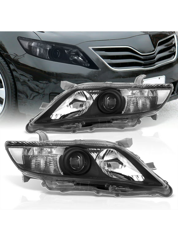 AJP Distributors Black Housing Clear Reflector Signal Projector Headlights Driving Lights Assembly Lamps Driver & Passenger Pair LH+RH Set Compatible/Replacement For Toyota Camry XV40 2010 2011 10 11