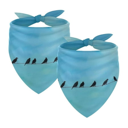 PhooArto Birds Blue Sky Dog Bandanas 2 Pack Soft Washable Pet Scarf Triangle for Large Dogs Puppies and Cats