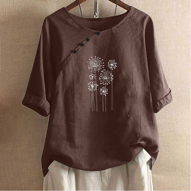 Fiudx Camisas para Mujer Camiseta Estampada a La Moda para Mujer, Blusa de Manga Corta, Tops Informales con Cuello Redondo