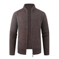 thumbnail image 5 of ZCFZJW Mens Full Zip Cardigan Sweater Lightweight Casual Long Sleeve Basic Slim Fit Knit Sweaters Stand Collar Fall Winter Ribbed Cardigan Coffee M, 5 of 8