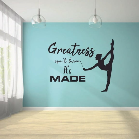 Greatness Isn't Born Gymnastics Motivation Quote Wall Sticker Art Decal for Girls Boys Room Bedroom Dance Studio Garage House Fun Home Decor Stickers Wall Art Vinyl Decoration Size (18x20 inch)