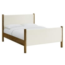Platform Bed Frame, King, Off-White, Fabric, Hotel Bedroom, Modern Contemporary, HB38204