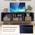 thumbnail image 6 of HLR 63''Modern TV Stand for 65/70/75 inch TV, Entertainment Center with Storage Cabinet, Mid Century Blue TV Stand,Embossed Pattern TV Console, TV Media Console for Living Room, Bedroom, 6 of 6
