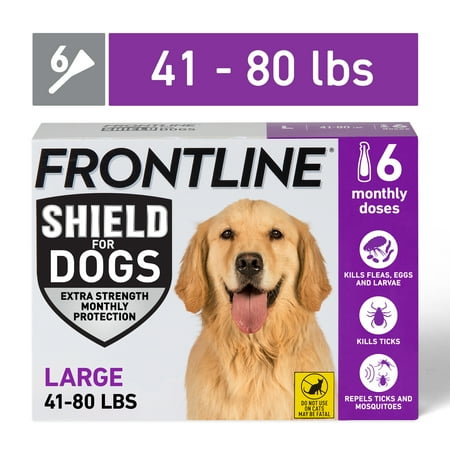 UPC: 0350604064961 | FRONTLINE® Shield for Dogs Flea & Tick Treatment  Large Dog  41-80 lbs  Purple Box  6ct