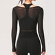 thumbnail image 2 of Top de manga larga con lazo para mujer: escote en V profundo, corte ajustado, blusa para danza y yoga, lazos ajustables, tallas S-XL, 2 of 2