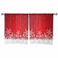 thumbnail image 6 of Red Snowflakes Christmas Sheer Curtains 45 Inch Length 2 Panels Set, Semi Transparent Voile Rod Pocket Curtains for Living Dining Room Bedroom Drapes Winter Holiday Xmas Snowflake, 6 of 8