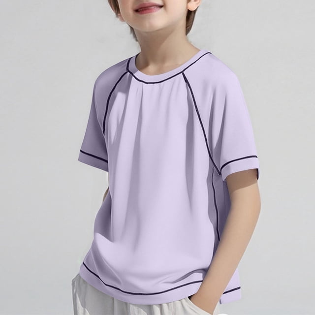 hengsof T-Shirt de Sport en Soie Glacée pour Filles, Manches Courtes, Col Rond, Confortable et Respirant, Évacuation de l'Humidité