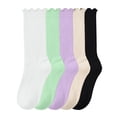 thumbnail image 2 of LckLvx 5 Pairs Socks for Boys Girls Stretchy Ruffle Ankle Socks Daily Casual Wear 6-14 Years, 2 of 6