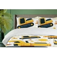 thumbnail image 2 of Ambesonne Trucks Duvet Cover Set, Cartoon Construction Print, King, Yellow and Dark Petrol Blue, 2 of 4