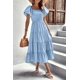 thumbnail image 5 of Vestido Midi PRETTYGARDEN Azul Claro con Escote Cuadrado y Volantes Talla L, 5 of 8