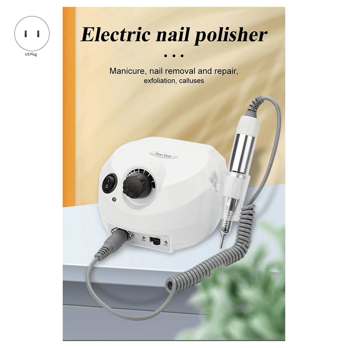 Electric Nail Drill Professional Manicure Machine Nail Sander Set Nail Drill Bit Portable Nail Salon Polisher US PLUG ,B