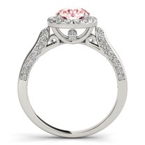 Aonejewelry 1.35 Ct. Halo Morganite and Diamond Engagement Ring Crafted In 14k Solid White Gold (A  , I2-I3)