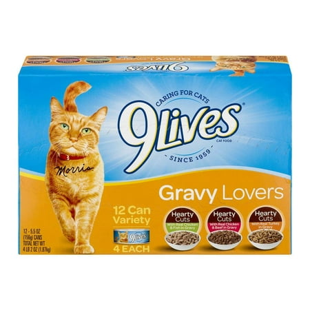 (12 Pack) 9Lives Gravy Favorites Wet Cat Food Variety Pack, 5.5 oz. (Best Commercial Canned Cat Food)