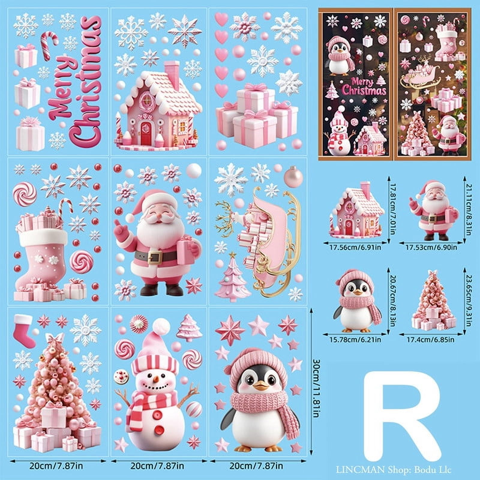 155pcs Christmas Window Clings Christmas Snowflakes Window Stickers 8sheets Christmas Window Decals Decorations, Christmas Snowflakes Clings Decoration Set for Kids Home Party Supplies