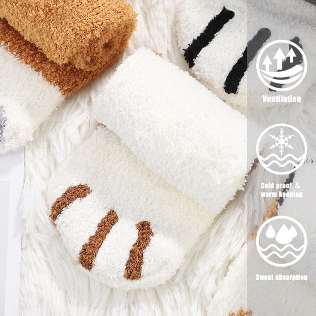 FENGGUIQU 6Par Calcetines De Coral Fleece Para Suaves Cálidos Y Cómodos Coloridos Para