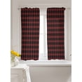 thumbnail image 3 of Black Red Buffalo Plaid Curtains 45 Inch Length, Sheer Curtains for Bedroom Living Room Window Geometric Classic Checkered Rod Pocket Voile Drapes Kitchen Curtains Small Half Window 42"x45" 2 Panels, 3 of 7