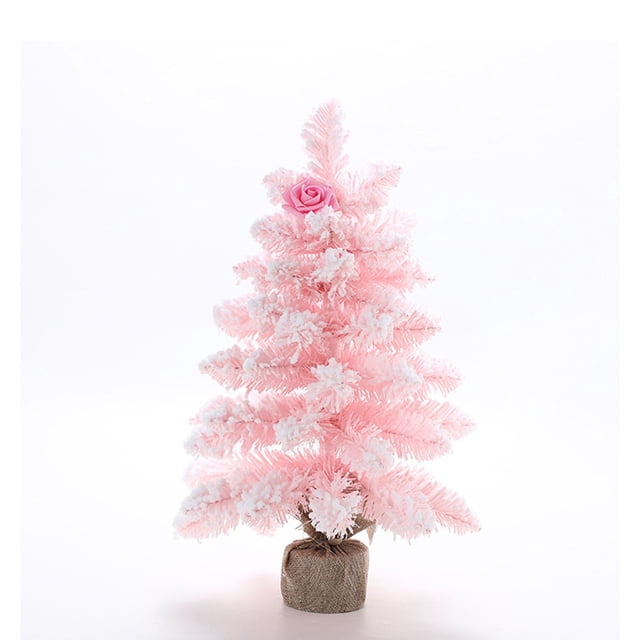 EQWLJWE Tabletop Mini Christmas Tree,Small Christmas Tree Decorations,Artificial Tabletop Christmas Tree with Lights,Snow Spray Mini Christmas Tree,Christmas Snowflake Desktop Window Decoration