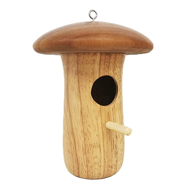 Alimentador de pájaros de madera Columpio de pájaro en forma de hongo creativo para exteriores Jardín Hogar Ehuebsd Libre de BPA