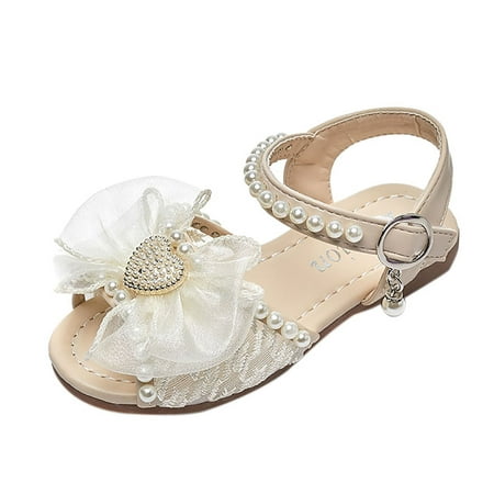 

niuredltd girls sandals kids open toe ankle strap dress shoes wedding party for toddler kids princess shoes size 27