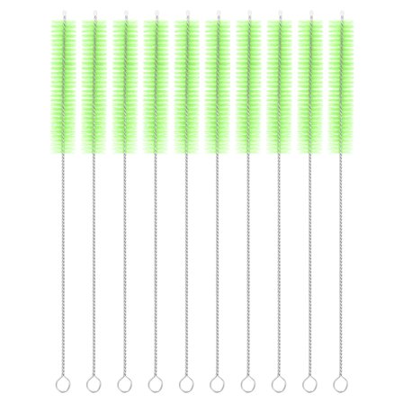 Uxcell 10Pack Drinking Straw Cleaning Brushes, 10" x 5/8" Nylon Bristles Long Straw Brush for Bottle and Tube (Green)