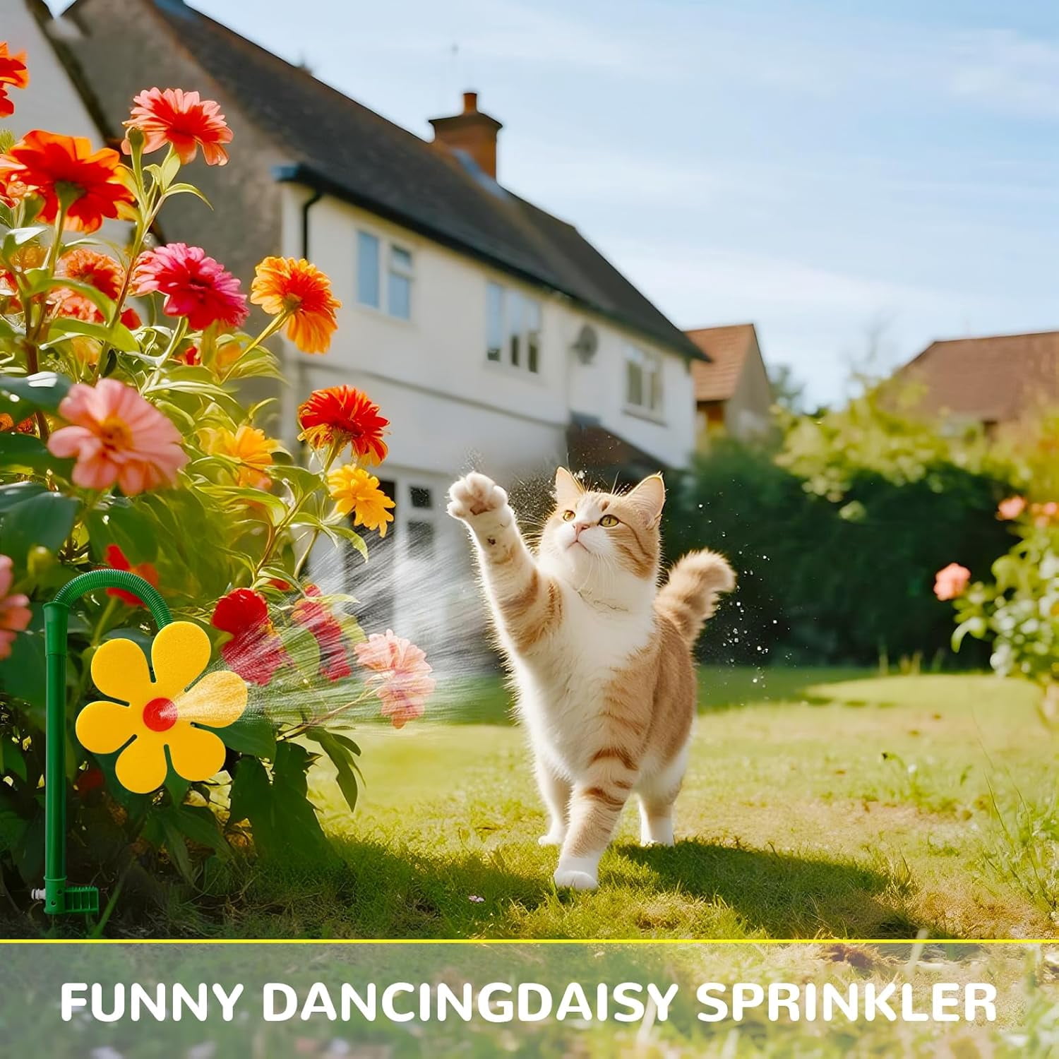 Crazy Daisy Sprinkler, 360° Dancing Flower Sprinkler for Lawn & Garden, Fun Irrigation Tool for Yard Watering & Playing.(Yellow)