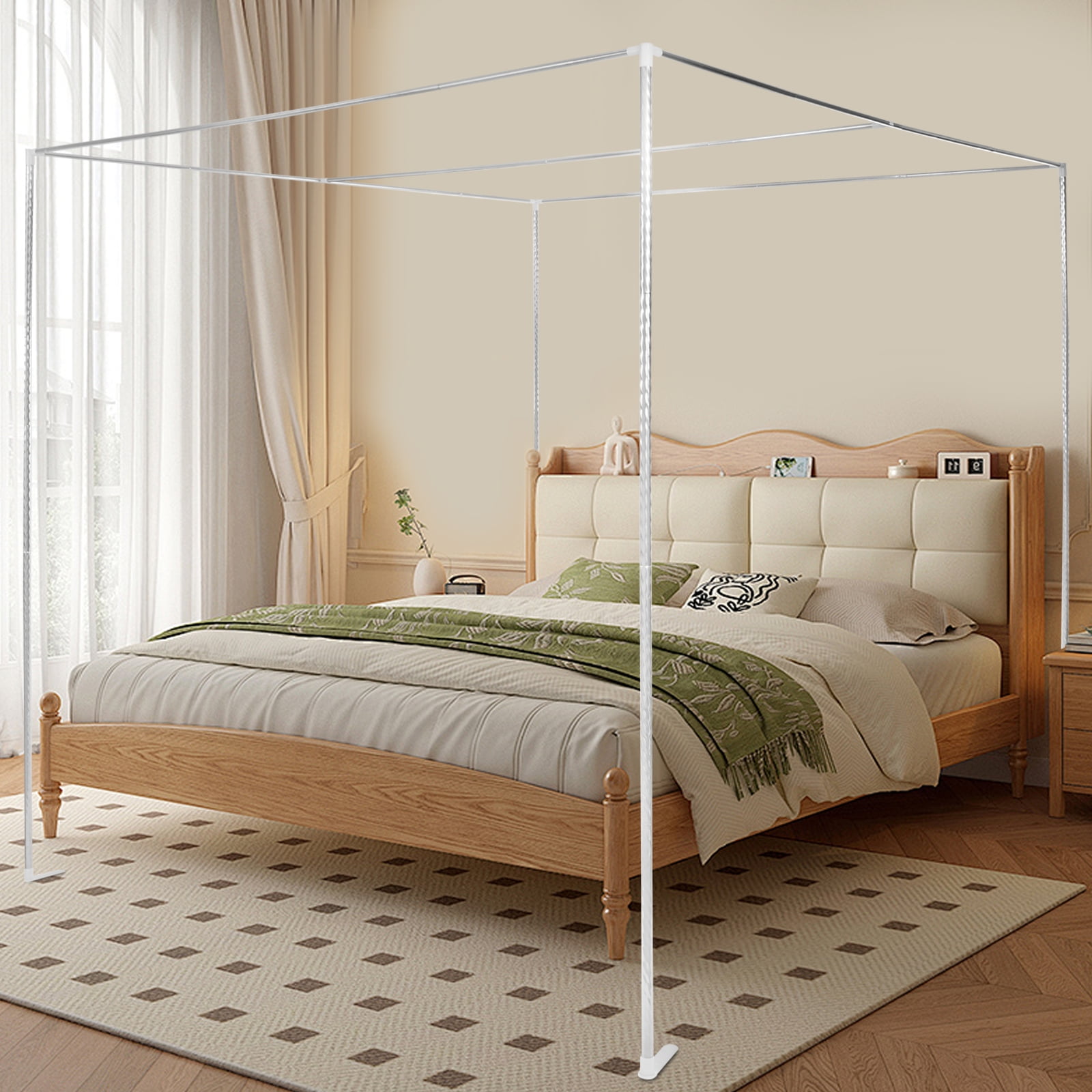 Peakora Canopy Bed Frame Mosquito Netting Canopy Frame Stainless Steel Fit for Most Beds Not Exceeding 6.56 * 6.56 Feet