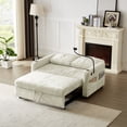 thumbnail image 2 of 3-in-1 Convertible Sofa Bed, 54" Loveseat Sleeper with Cup Holders & Phone Holder and Charging Station, Pull Out Couch with Adjustable Backrest & Pockets for Living Room Apartment, Beige, 2 of 8
