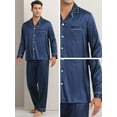 thumbnail image 5 of DARING DIVA Men's 2-Piece Homewear Button Down Long Sleeve Shirt L Navy Blue, 5 of 6
