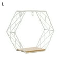 thumbnail image 2 of SPRING PARK Floating Shelves Wall Mounted Metal Wire Art Hexagon Shelves with Solid Wood Board for Plant Display, Storage Rack & Organiser, Home Decoration Wall Shelf, 2 of 7